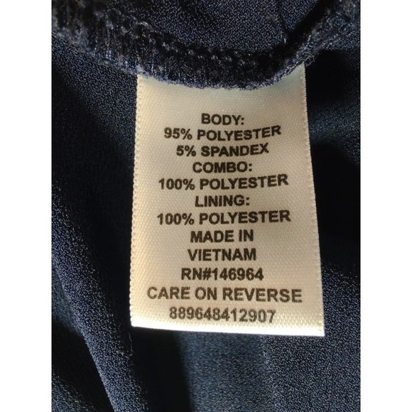 ELLE Navy Shimmer V-Neck Capri Length Pull-On Jumpsuit, Size M - Picture 7 of 8